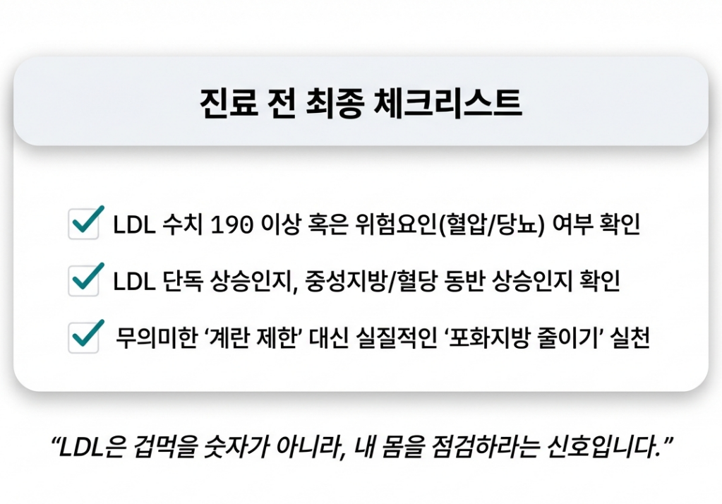 오늘부터 바로 적용 가능한 체크리스트 요약 (재검/추적/생활관리)