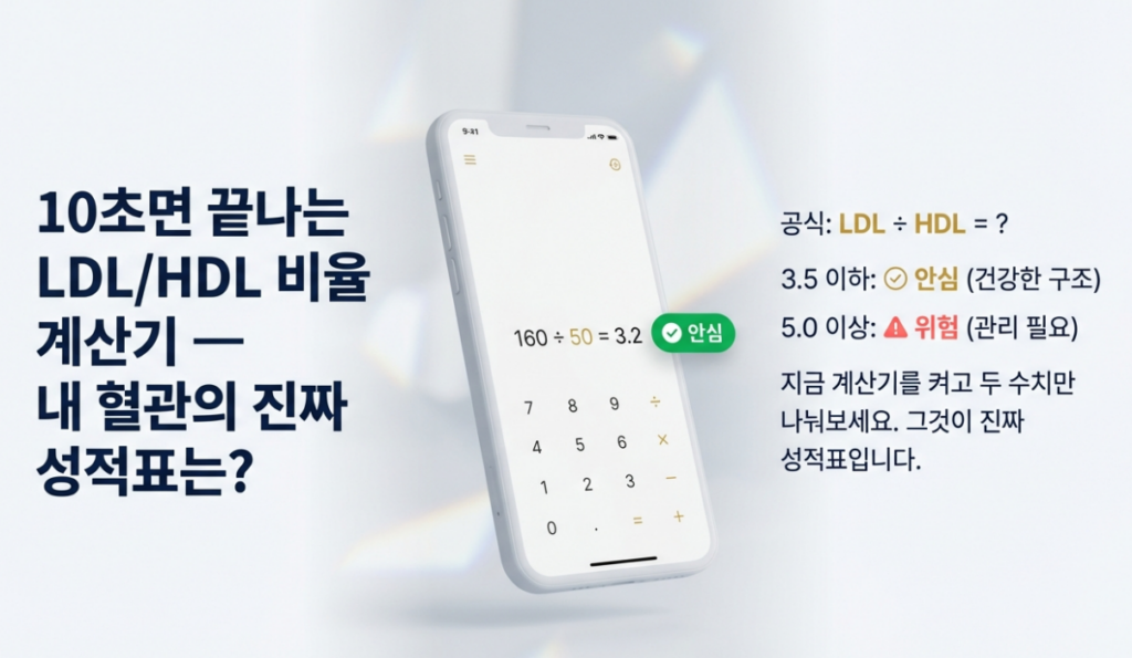 10초면 끝나는 LDL/HDL 비율 계산기 — 내 혈관의 진짜 성적표는?