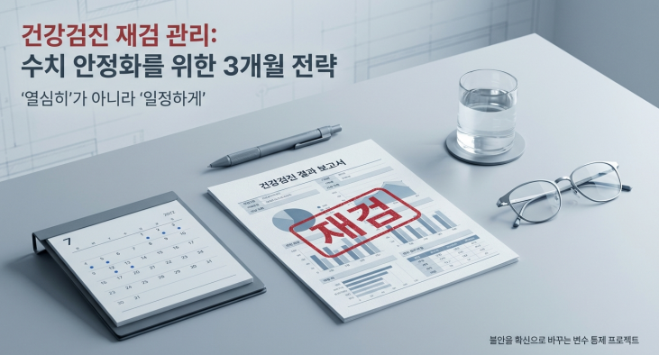 건강검진에서 이상 소견이 발견된 뒤 3개월을 “재검 통과”에 맞춰 설계하는 체크리스트.