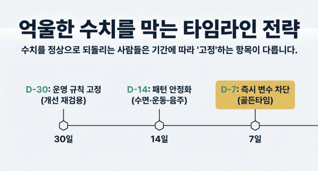 수치를 정상으로 되돌리는 사람들은 기간에 따라 '고정'하는 항목이 다릅니다.