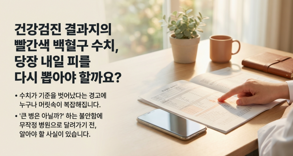 백혈구 재검은 숫자만 보고 정하는 게 아닙니다. 증상, ANC, 다른 CBC 항목, 최근 몸 상태를 같이 봐야 방향이 정리됩니다.