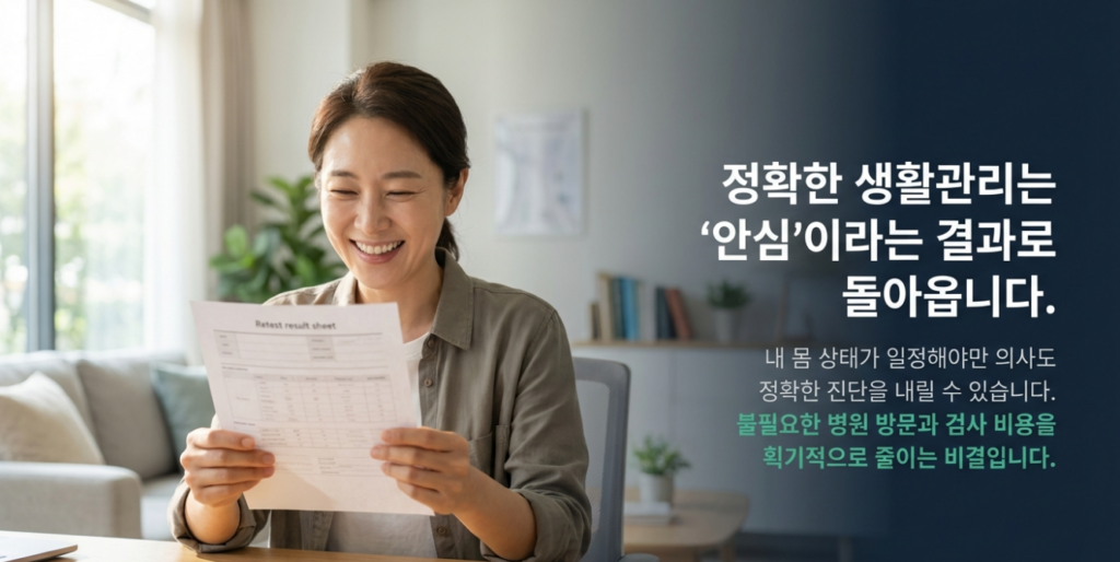 정확한 재검 전 생활관리는 '안심'이라는 결과로 돌아옵니다.