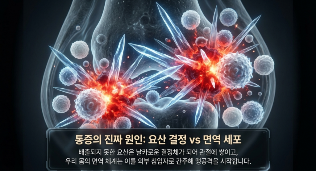 통풍 가능성은 요산 숫자 하나보다, 갑작스럽고 심한 관절 통증 패턴이 같이 붙는지가 더 중요합니다.