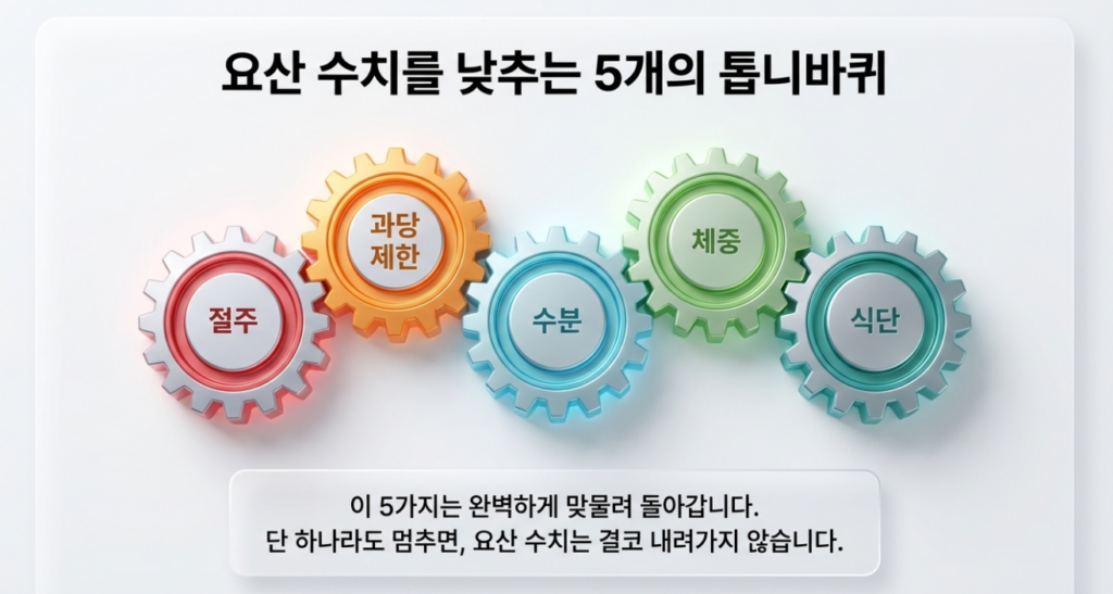 요산 수치를 낮추는 방법은 음식 하나보다 술, 과당, 수분, 체중, 재검까지 같이 움직일 때 실제로 결과가 보입니다.
