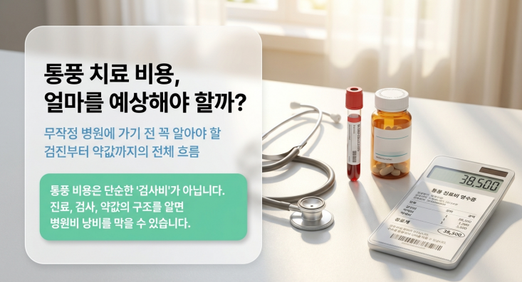 통풍 비용은 검사비 하나로 끝나지 않습니다. 초진 진료비, 혈액검사, 관절초음파, 약값, 병원 선택까지 같이 봐야 실제 비용 구조가 보입니다.