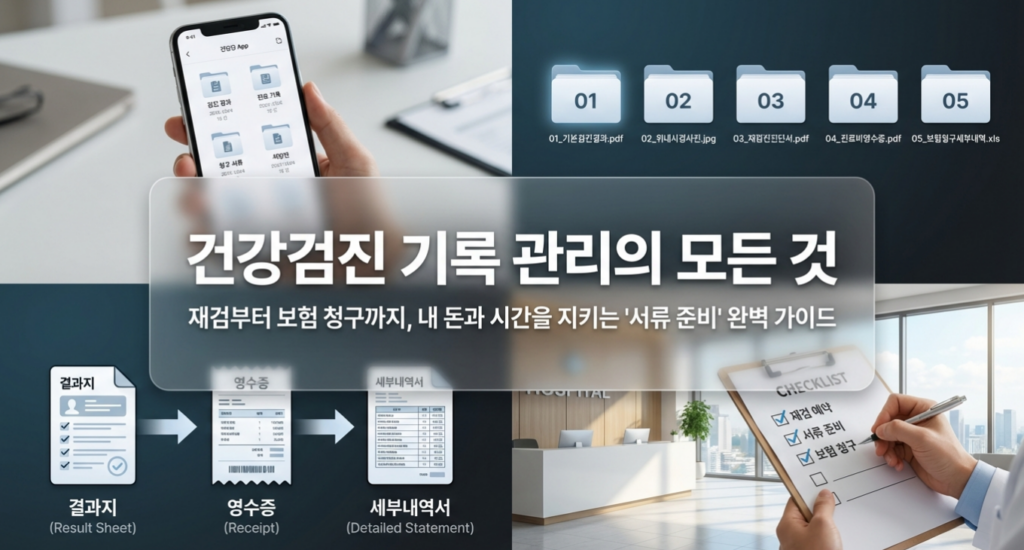 기록을 어떻게 모으느냐에 따라 재검 속도와 병원비가 달라집니다. 내 몸을 위한 영리한 설계를 시작하세요.