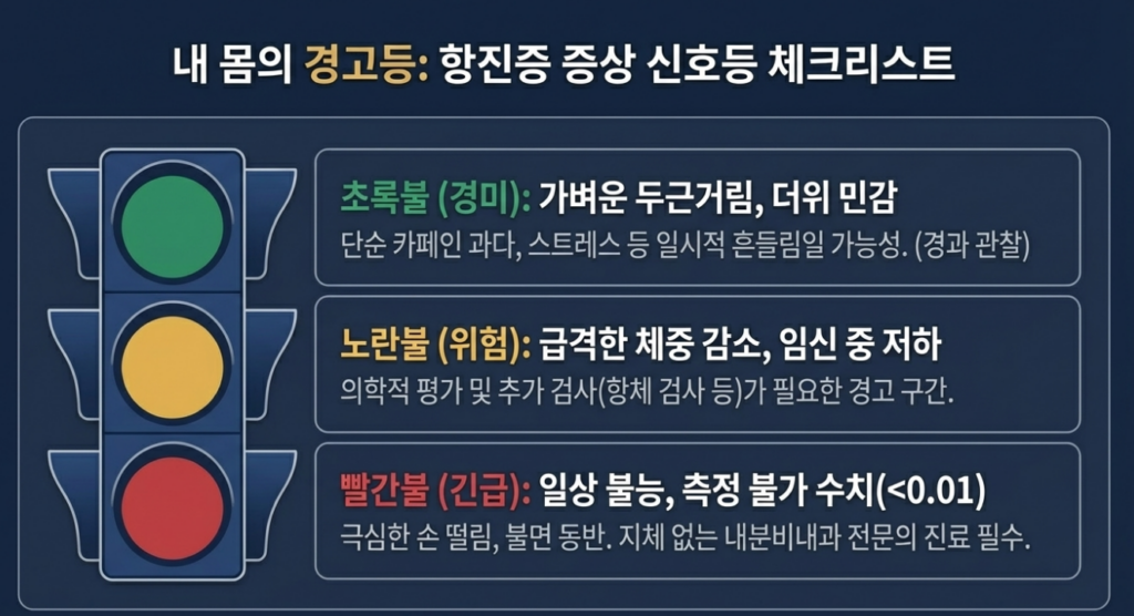 TSH 낮음 결과는 증상, 위험 신호, 병원 가야 하는 기준을 나눠서 보면 훨씬 판단이 쉬워집니다.